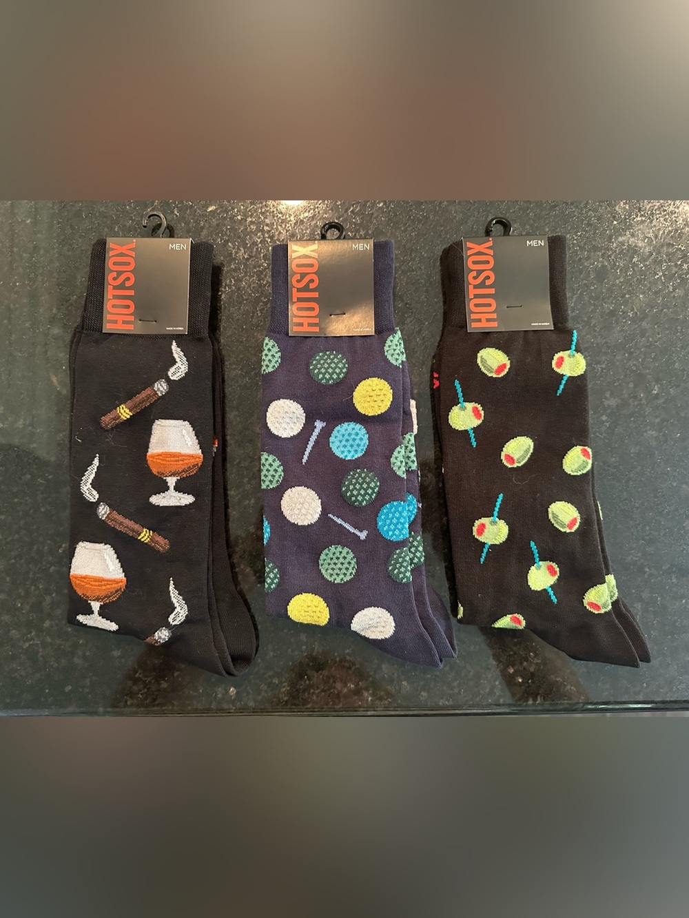 Bundle of 3 Pairs of Brand New Hot Sox Men’s Novelty Socks - Fun Gift Set! 🎩🥃⛳